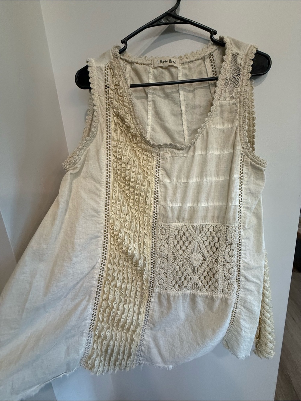 A Rare Bird Cream Crochet-Trim Sleeveless Top